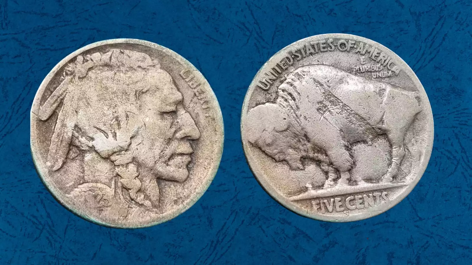 1923 Buffalo Nickel lamination error showing a metal flap or delamination crack on the coin surface